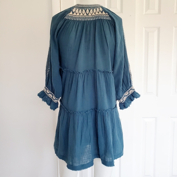 Free People Embroidered Tunic Top Sz XS Color teal - Picture 8 of 8